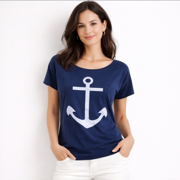 CBR Tops - CBR Navy Anchor Graphic Tee Size S